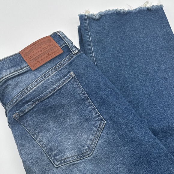 Lucky Brand Easy Rider Boot Blue Jeans Womens 6/28R (FITS 31 X 32) Raw Hems - Picture 1 of 12